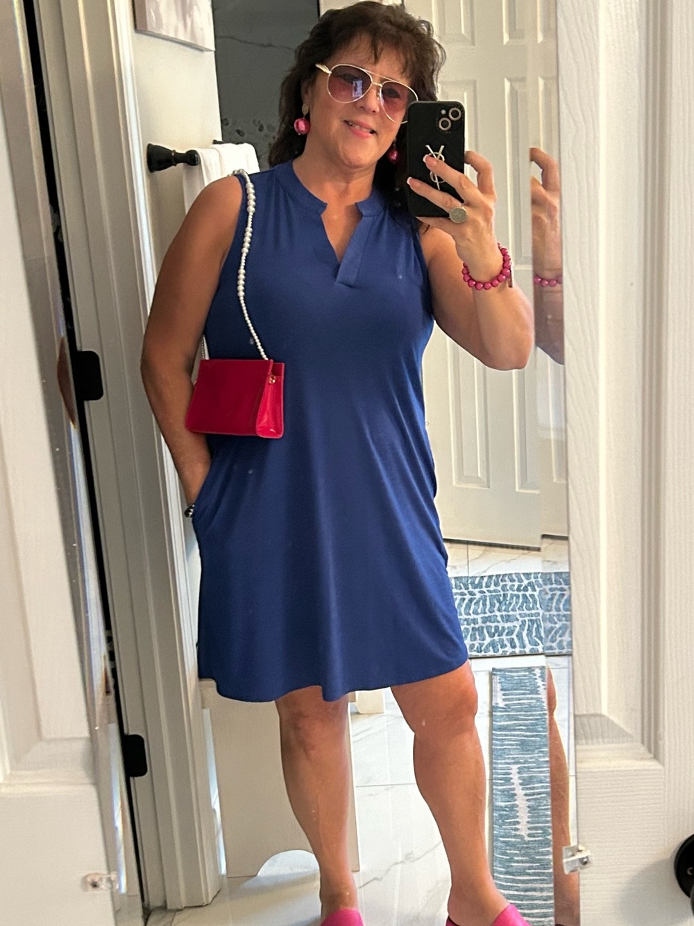 Sleeveless Navy Shift Dress - Classic Summer Dress